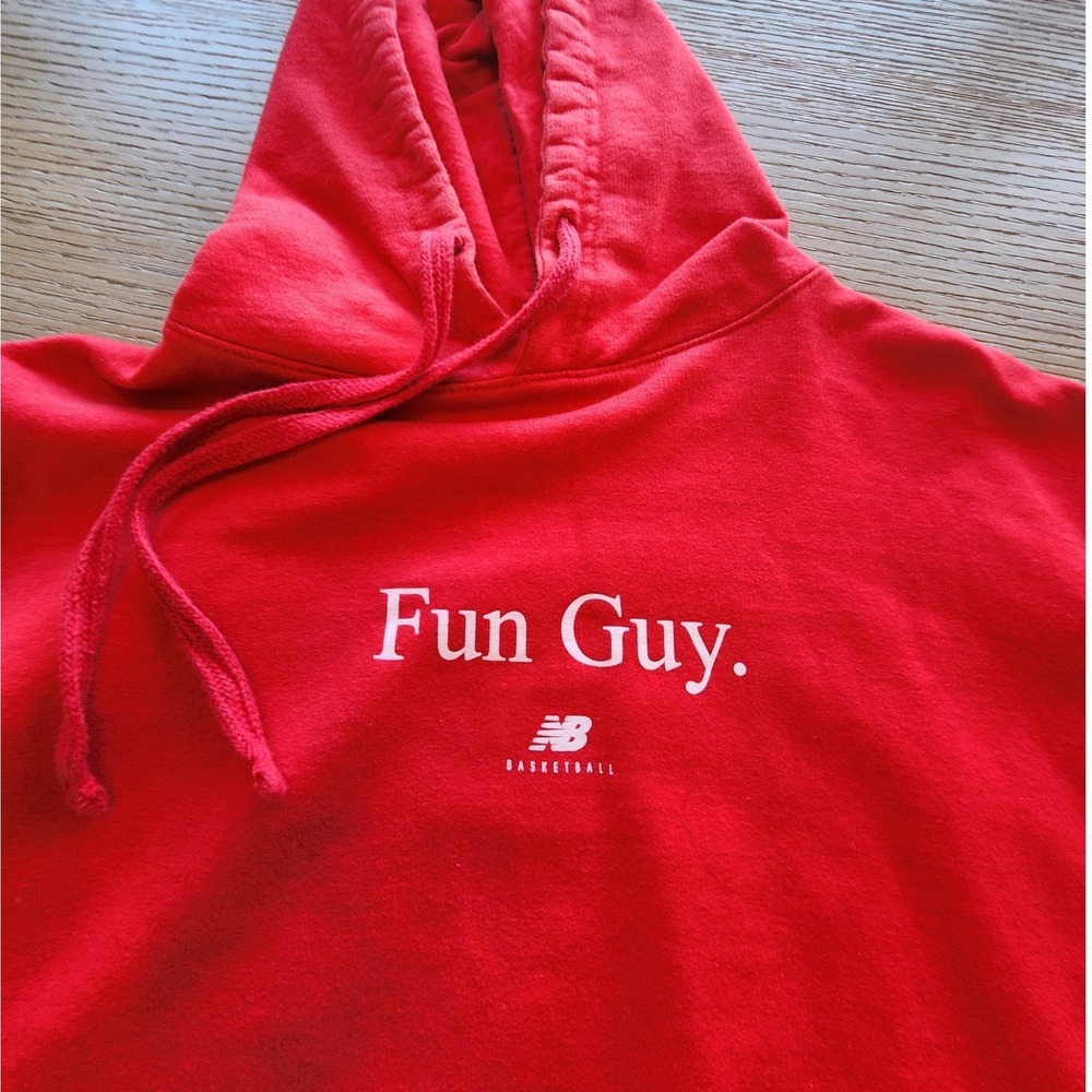 New Balance Kawhi Leonard Fun Guy Pullover Hoodie Red Mens Medium MT93630
